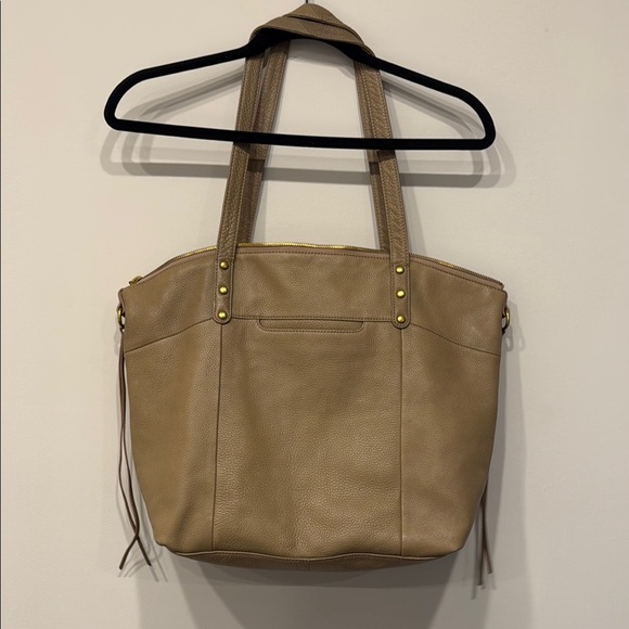 HOBO Tan Leather Tote with Fringe Details - Picture 6 of 7